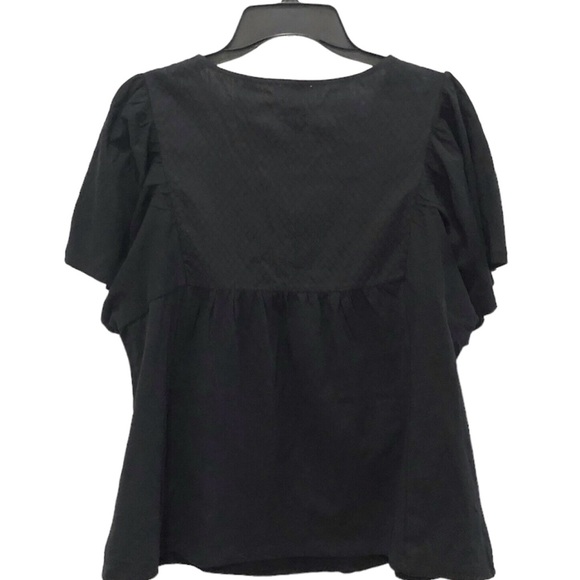 Knox Rose Flutter Short Sleeve Embroidered Black/Purple Top Size: Extra Small - Picture 2 of 4